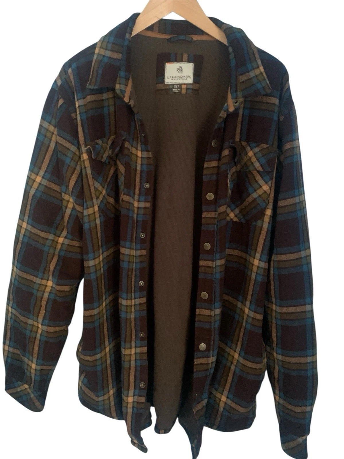 Legendary Whitetails Archer Brown Plaid Flannel Thermal Lined Shirt Shacket XLT