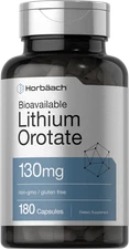 Lithium Orotate 130mg | 180 Capsules | 5mg Elemental Lithium | by Horbaach