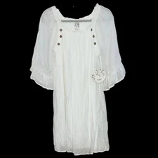 Naif White Boho Dress | Ruffle Sleeves | Feminine Midi | Size Large | NWT