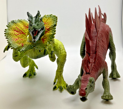 Kid Galaxy Dinosaurs Lights & Sounds Fully Poseable Lot of 2 Tested & Working