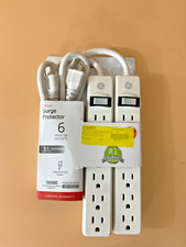 GE Surge Protector Power Strip 6 Outlet 3ft Cord 450 Joules On/Off Switch   2 PK