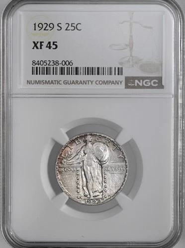 1929-S  25C STANDING LIBERTY QUARTER  SAN FRANCISCO  NGC XF45  #8405238-006