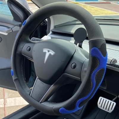 PINCTROT Comfy Grip Steering Wheel Cover for Tesla Model Y/3 2016-2025 C-Blue 