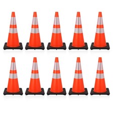 10PCS Safety Cones Traffic Cones 28" Orange Reflective Collars Road Cones