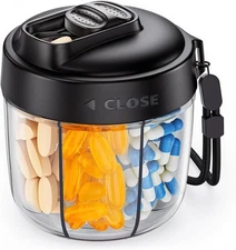 AUVON Portable Pill Dispenser - 7 Compartment Organizer with Anti-Mixing Design