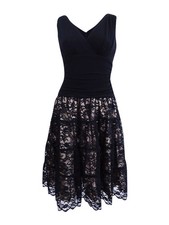 SL Fashions Women's Sleeveless Ruched Lace A-Line Dress