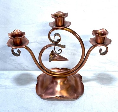 Mid-Century Gregorian Copper Candelabra Candle holder Made in USA