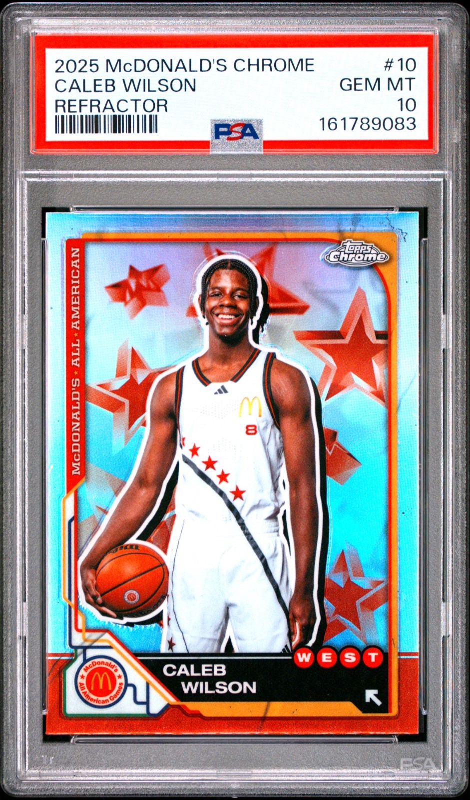 CALEB WILSON RC 2025 TOPPS MCDONALDS ALL AMERICAN REFRACTOR ROOKIE #10 PSA 10