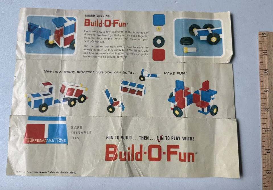 Vintage Build-O-Fun Tupperware Toys Building Plastic ToySet with Box & Manual - Image 4 of 4