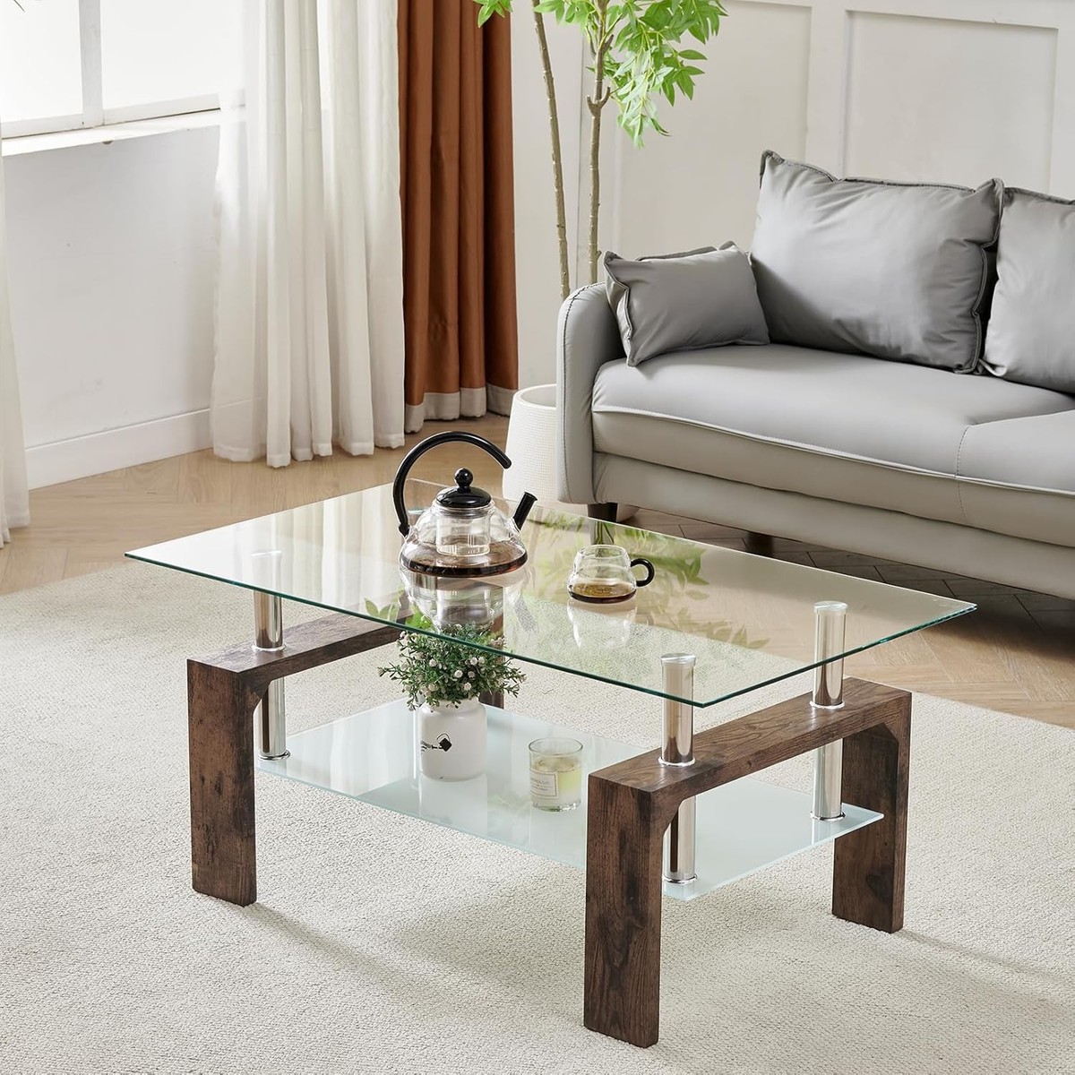 Living Room Rectangle Coffee Table, Tea Table Suitable for Waiting