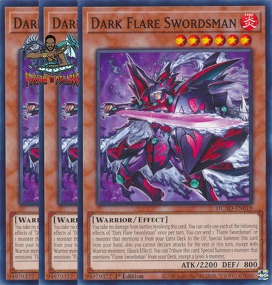 Yugioh! 3x Dark Flare Swordsman DUAD-EN019 Common 1st Ed NM