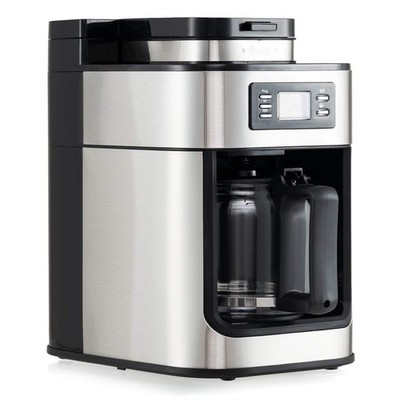 8 Tassen Tropf Kaffeemaschine mit Mahlwerk Brühen und 24H programmierbarem Timer für Büro
