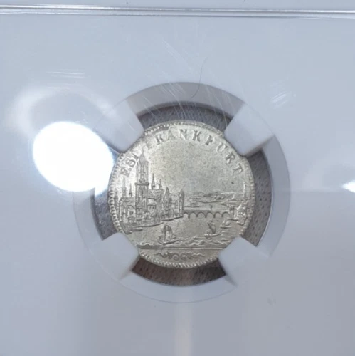 NGC MS 63+ Frankfurt 6 Kreuzer 1854 Unc Silver Coin City View Germany Luster - Image 4 of 4