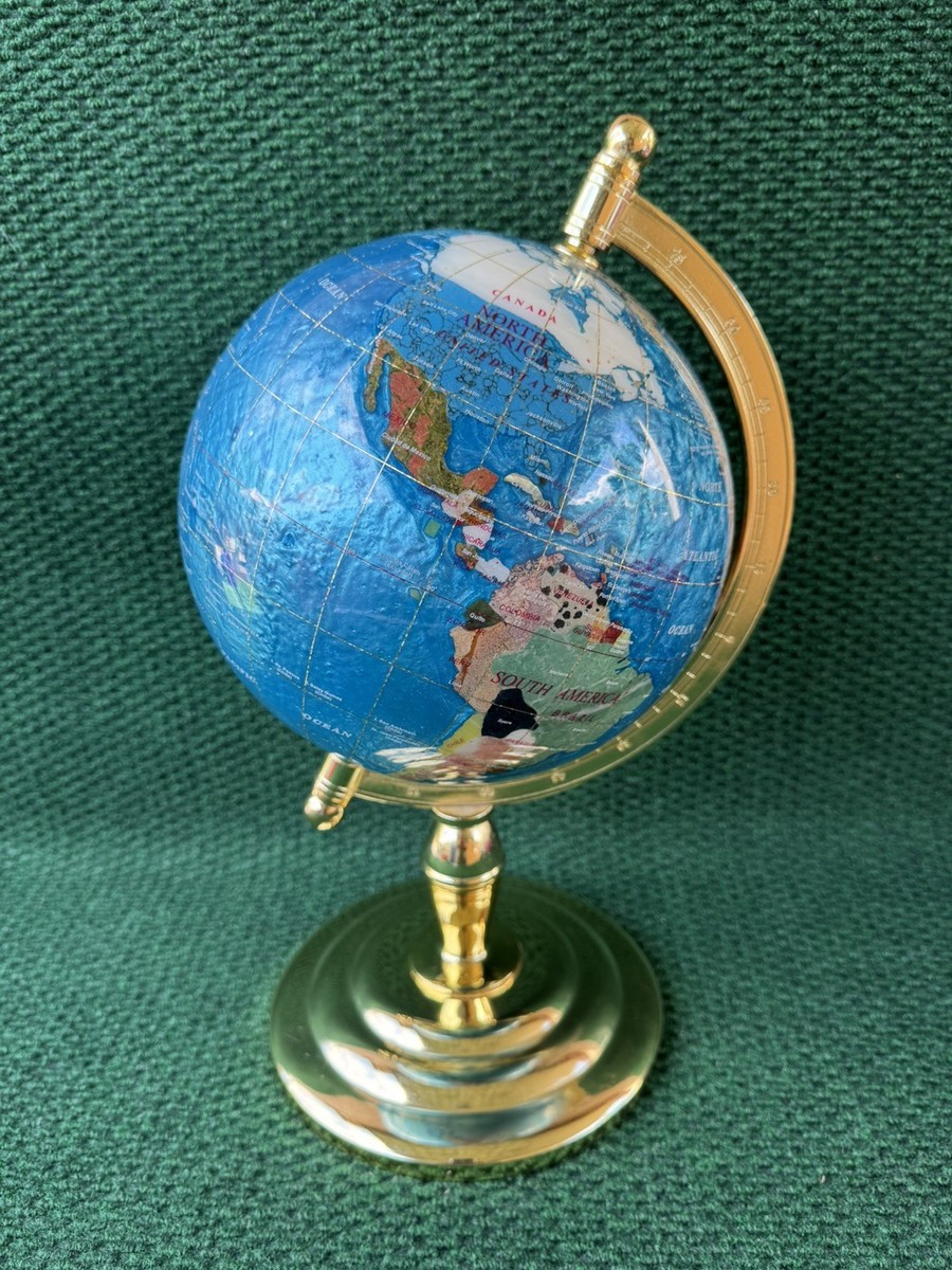 Large Blue Lapis Gemstone World Globe 16