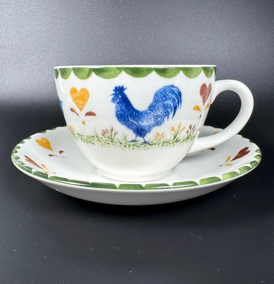 Wood & Sons Jacks Farm Tea Cup and Saucer - Pig, Cow, Cockerel - Spongeware - Image 3 of 4