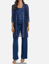 R M Richards Blue Special Occasion Pants Set With Duster 12P