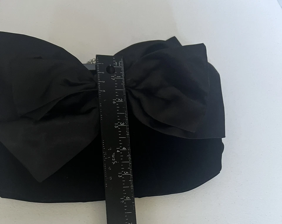 Neiman Marcus бархата застежки атласной черный бант кристалл вечер сумка цепочка ремень - Изображение 4 из 4