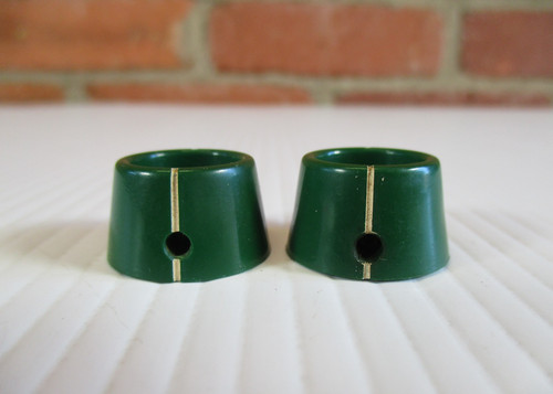 Vintage Green Plastic Knobs (Pair) - Ham Radio Test Equipment 7/8 Wide