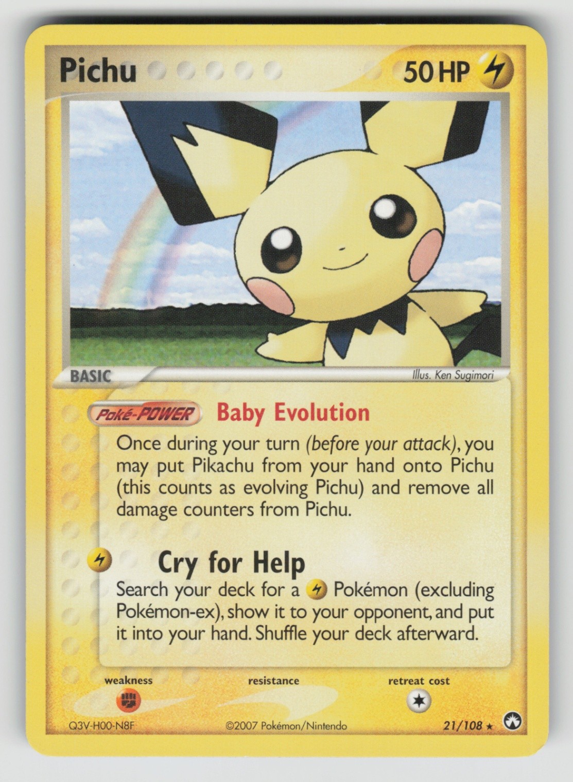 Pichu Rare Power Keepers Normal 21/108  LP