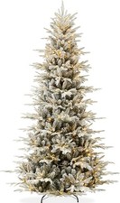 Lighted Aspen Christmas Tree 9ft Flocked Artifical Noble Fir Pre-Lit White