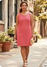 Rafaella Sleeveless embroidered coral dress Sz 2X Partridge Eye Lace Pink Salmon