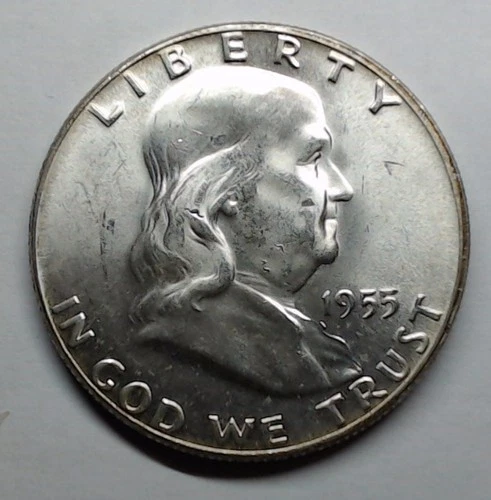 Uncirculated 1955 Philadelphia Mint Silver Franklin Half