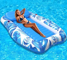 Inflatable Tanning Pool, 2025 Large Tanning Pool Lounger Float for Adults wit...