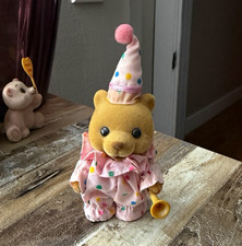 Russ Plush Clown Teddy Bear Pink Polka Dot Outfit Hat  Horn