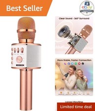 Wireless Bluetooth Karaoke Microphone Portable Handheld Speaker Rose Gold