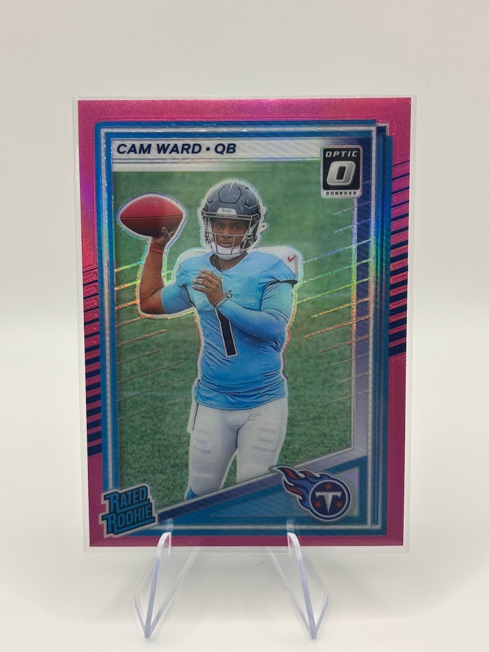 2025 Panini Donruss - Rated Rookie Cameron Ward #350 Optic Preview Pink Prizm...