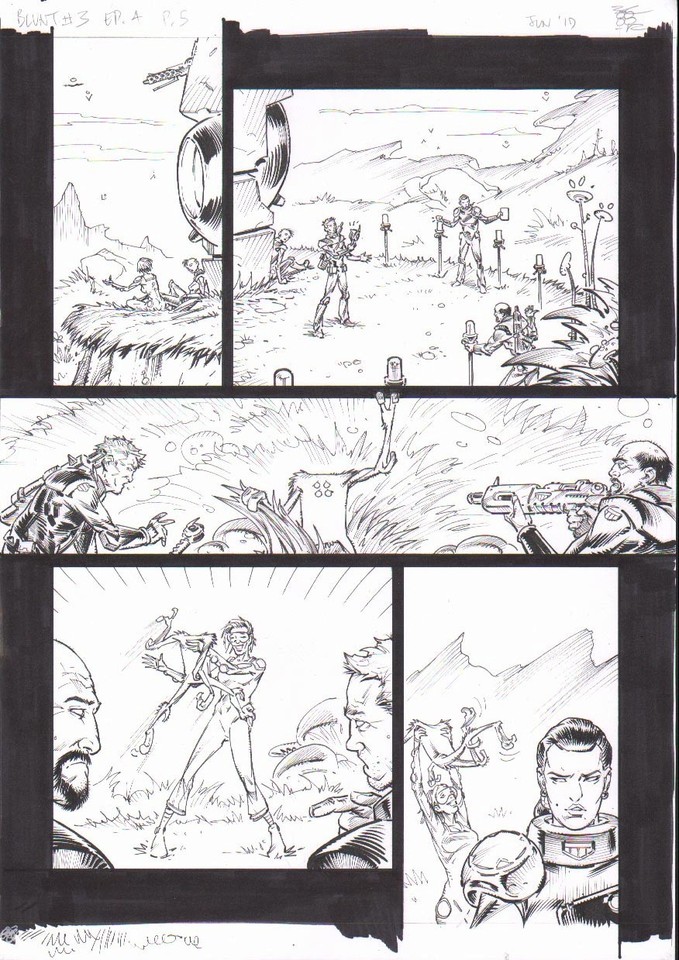 Boo Cook Blunt 3e4p5 Original comic art 2000AD Comic Art