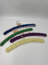 Vintage Handmade Multicolored Crochet Covered Wooden Hangers-Set of 4