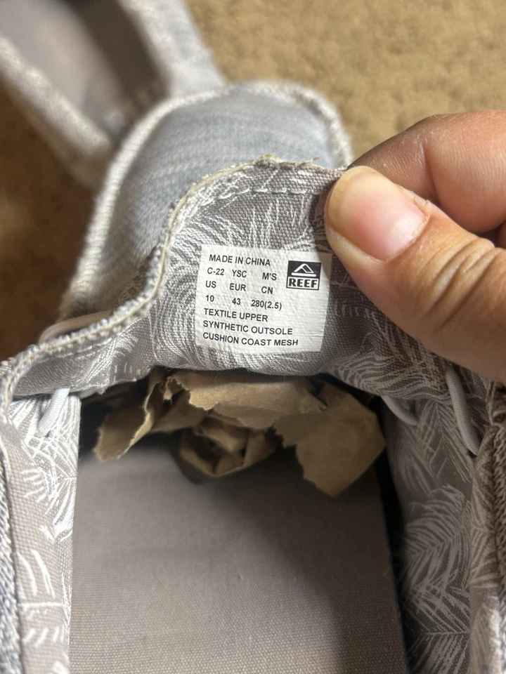 Mocasines Reef Para Hombre Talla 10 Gris Sin Cordones Cojín Costa Malla Surf Skate Grunge Foto 4 de 4