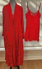 NEW Vintage Gold Label VICTORIAS SECRET 3 Piece Satin Gown Robe Teddy PETITE