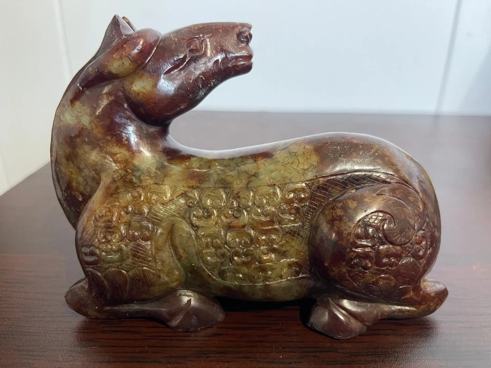 вековая китайская антикварная нефритовая лошадь династии Хань - Изображение 2 из 4