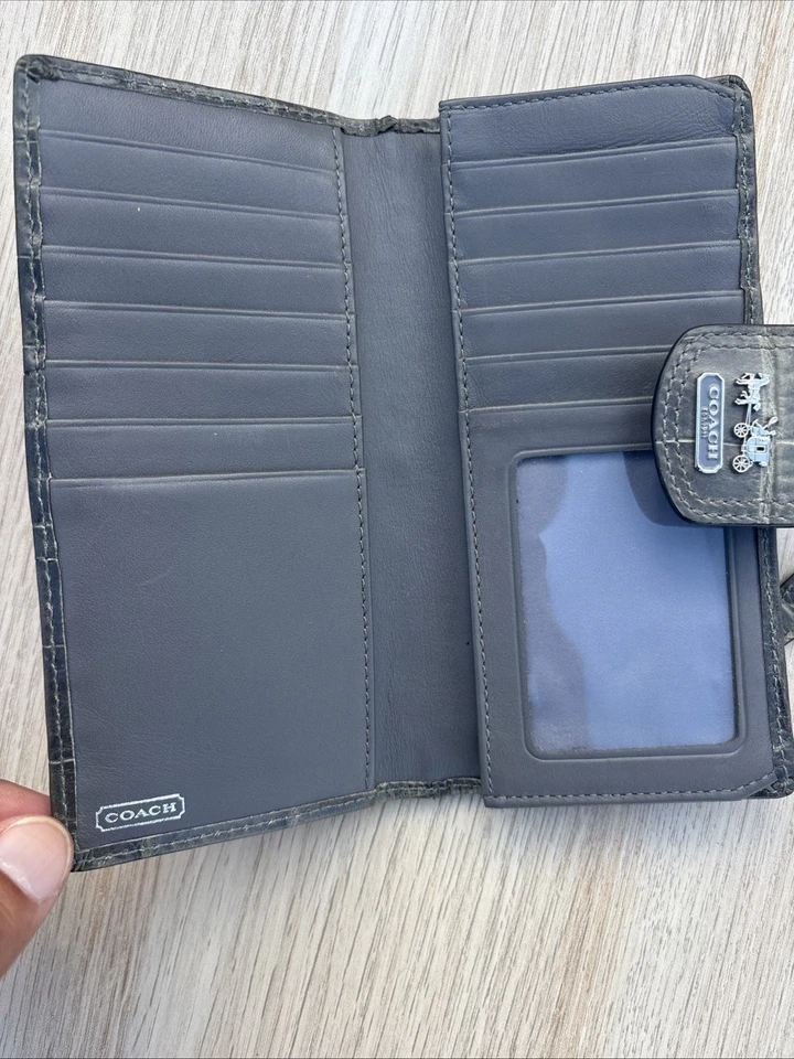 Vintage Coach Envelope Wallet Horse Buggy Logo Leather Green - Image 4 of 4