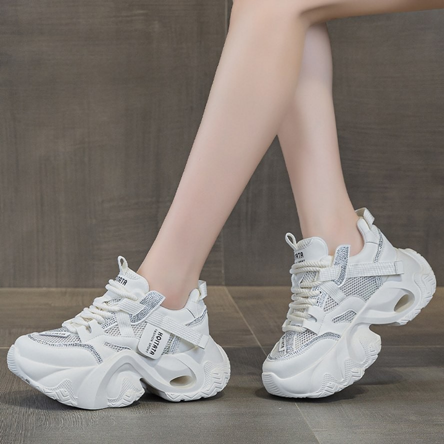 SAOLA Suola spessa moda sneaker donna stringate plateau piatto stivali sandali creeper nuovi