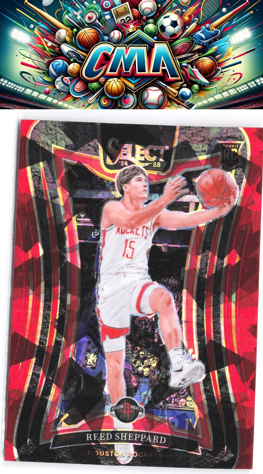 2024-25 Panini Select #366 Reed Sheppard Red Cracked Ice Prizm