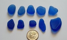 Genuine Sea Glass - Cobalt and Cornflower Blue - 10 Small - Med Size 1/2" - 1"