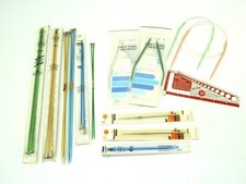 Vintage Lot Knitting Needle  Crochet Hooks Gauge Metal  Plastic 20 Items