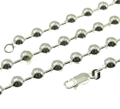 6MM Solid Genuine 925 Sterling Silver Italian Round Ball Bead Pelline Chain