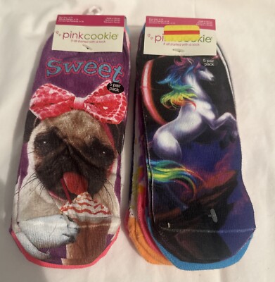 NWT! Young Girl Pink  Cookie Shortie Socks 10 Pair Shoe Size 4-10