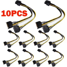 10Pcs Dual 15Pin SATA Male To PCIe 8Pin Male Video Card Power Cable 20cm