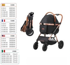 Pet Stroller Foldable Dog Puppy Stroller With Brakes Storage Detachable Carrier