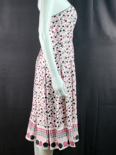 Debut Debenham Pink Spotty Occasion Strapless Dress UK 10 EU 38 100% Polyester - Picture 3 of 12