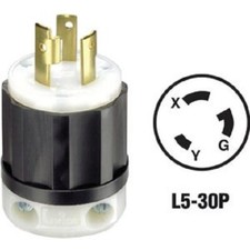  1 -Leviton 30A 125V 3-Wire 2-Pole Industrial Grade L5-30P Locking Cord Plug