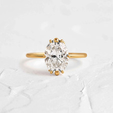 Engagement 18K Yellow Gold Lab Grown Diamond Ring Oval Cut 1.70 Ct IGI