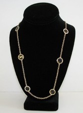 NEW MICHAEL KORS JET SET LONG GOLD TONE+TORTOISE SHELL+CRYSTALS NECKLACE MKJ2464