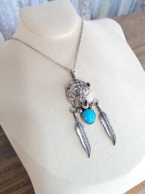 Bear Navajo Pendant & Chain 925; B L Makers Mark | eBay