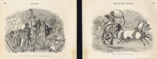 Egyptian Soldiers & War Chariots - 1846 Wood Engravings